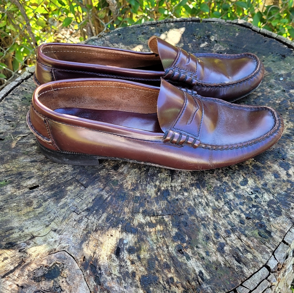 Men Vintage Brown Penny Loafers Size 10/Men Dress Shoes/ Men Slip On Shoes - Picture 5 of 8